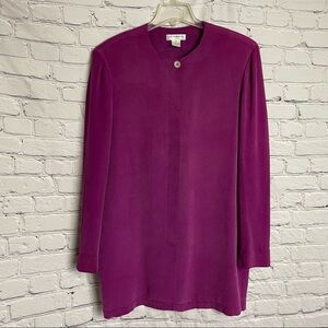 Vintage Liz Claiborne Silk Berry Wine Jacket Shirt Size 14